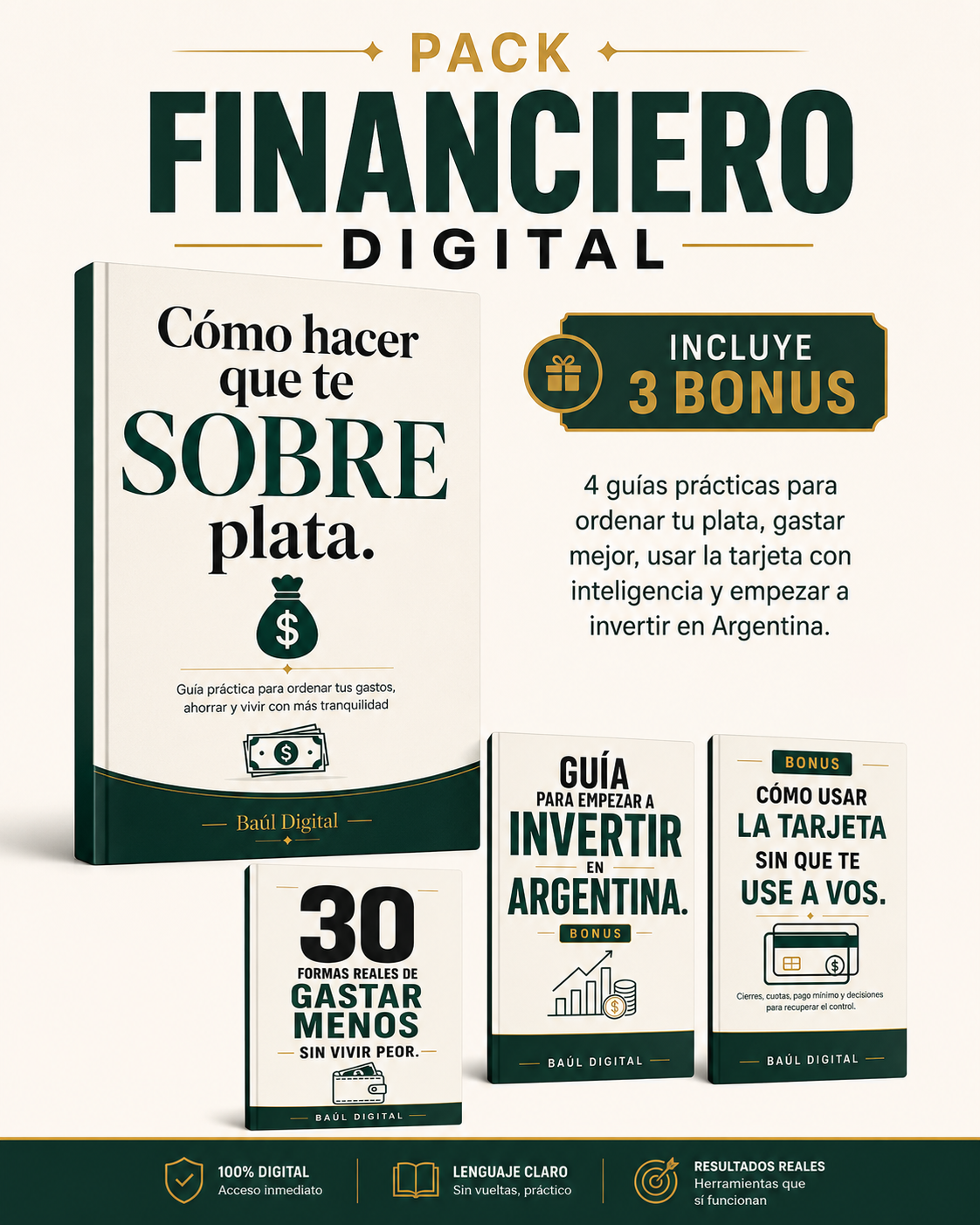Cómo hacer que te SOBRE plata | Pack financiero + 3 bonus | PDF