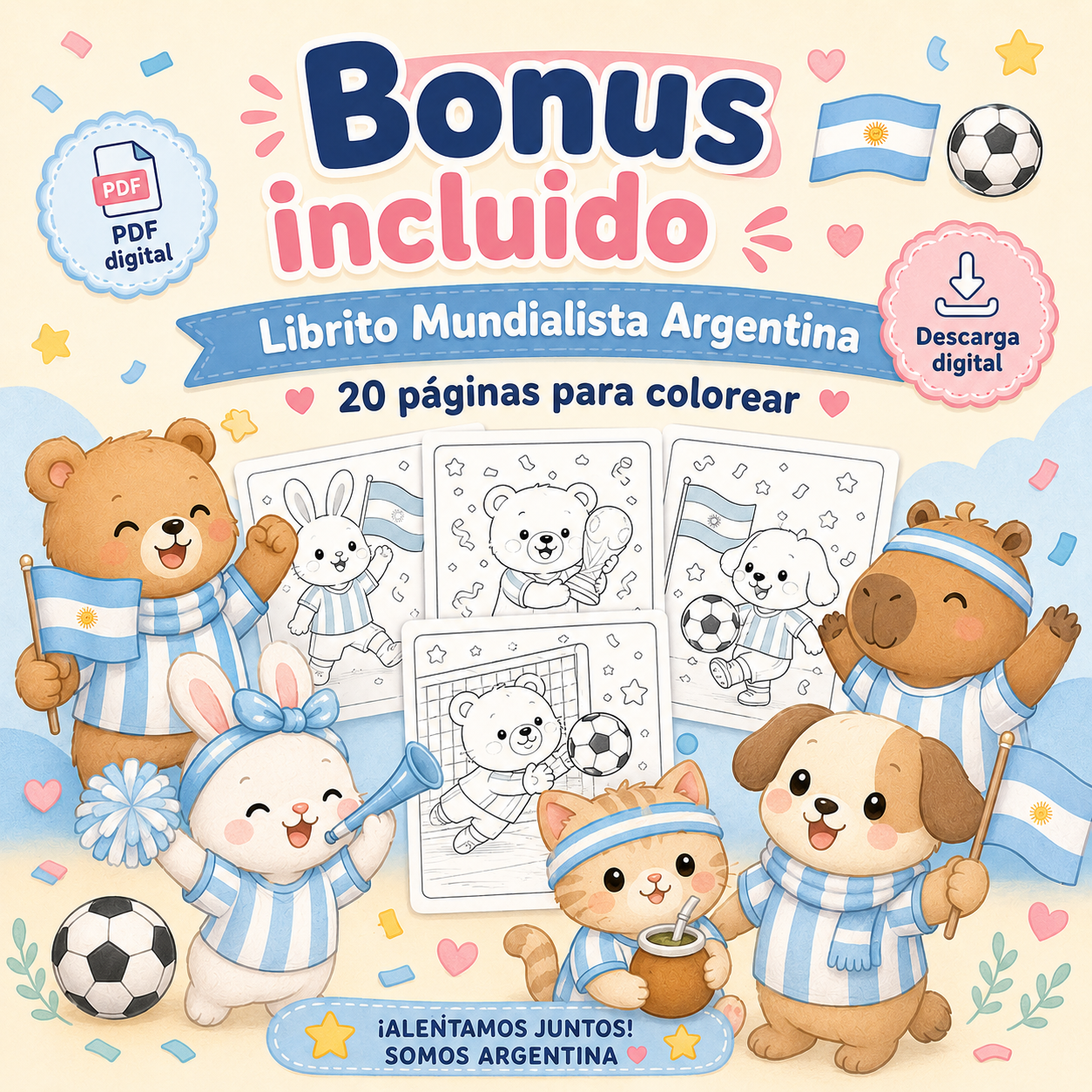 Mega Pack de 34 Libritos para Colorear + Bonus Mundialista Argentina 🇦🇷 | PDF Digital Imprimible